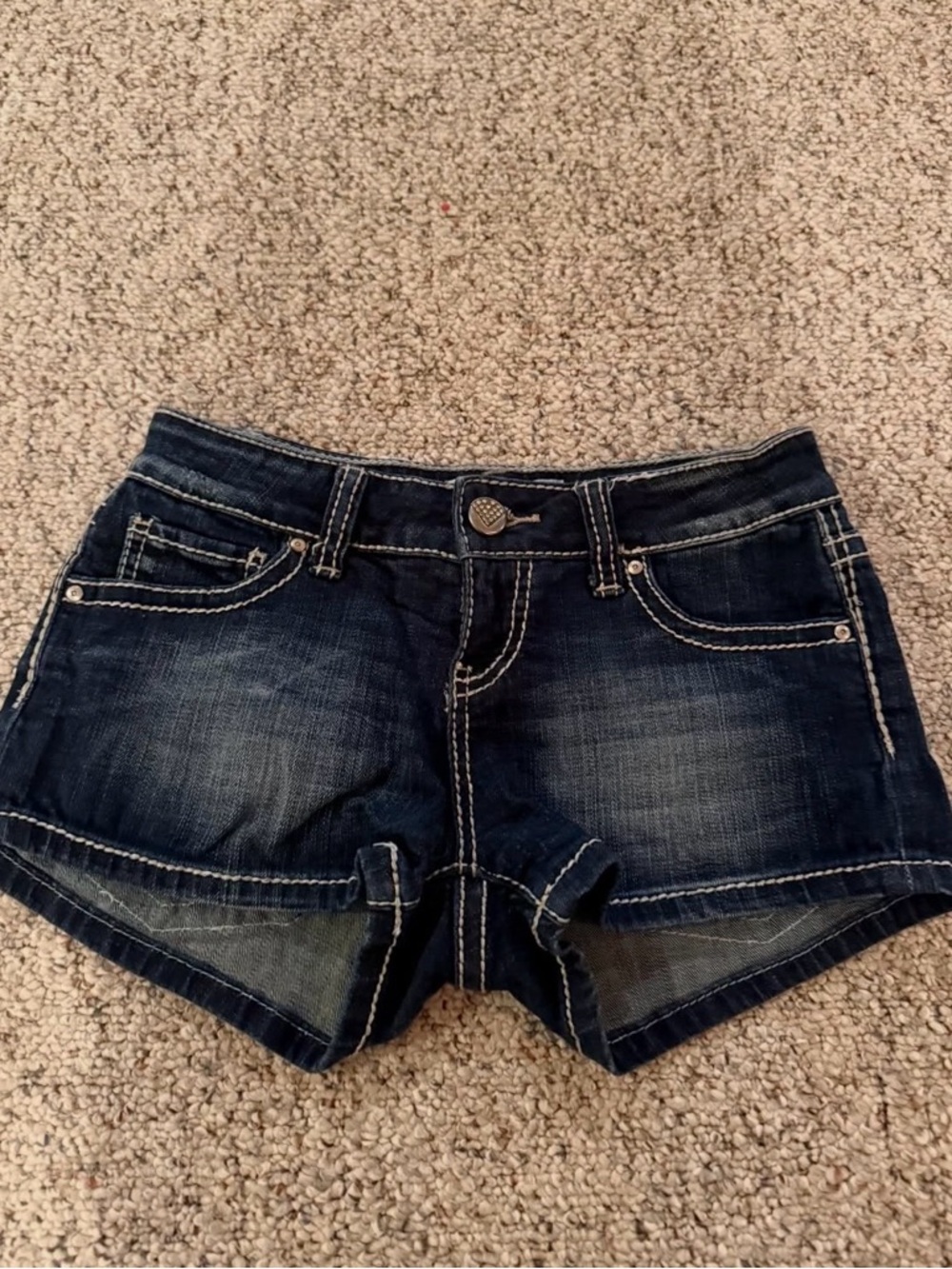 Daytrip Dark Blue Distressed Denim Short Shorts